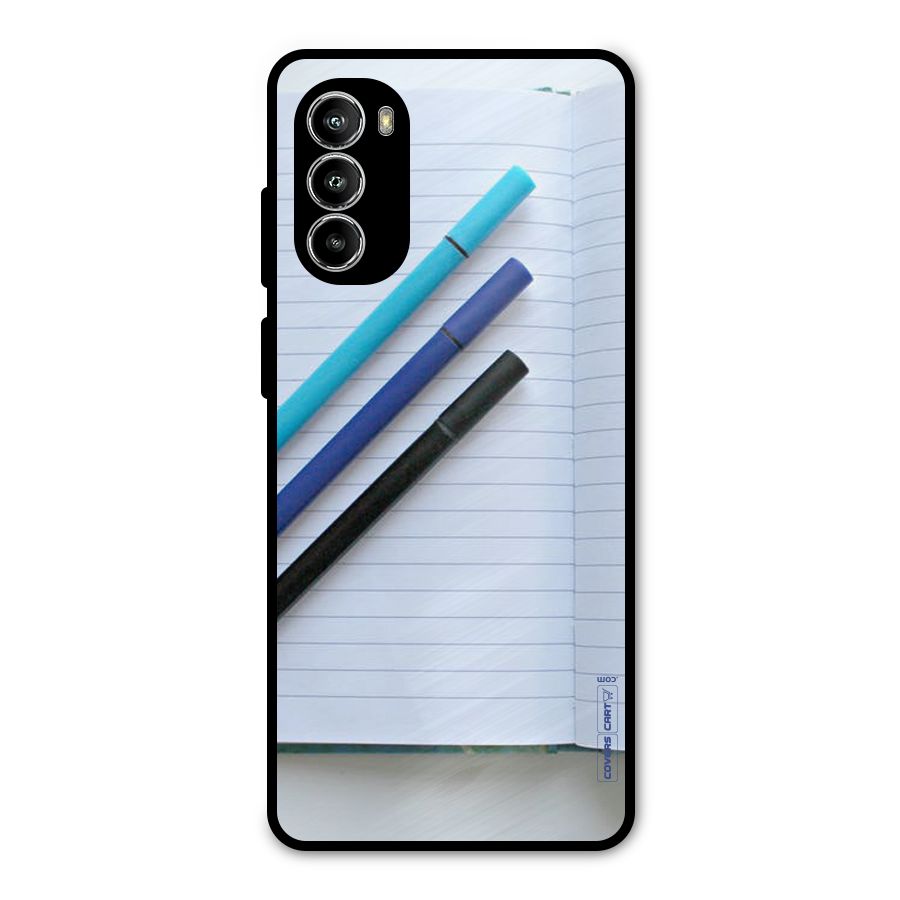 Notebook And Pens Metal Back Case for Moto G52