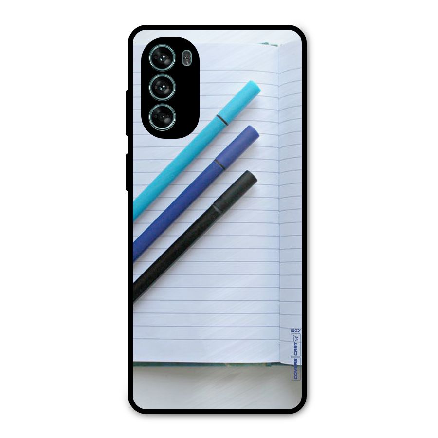 Notebook And Pens Metal Back Case for Moto G62