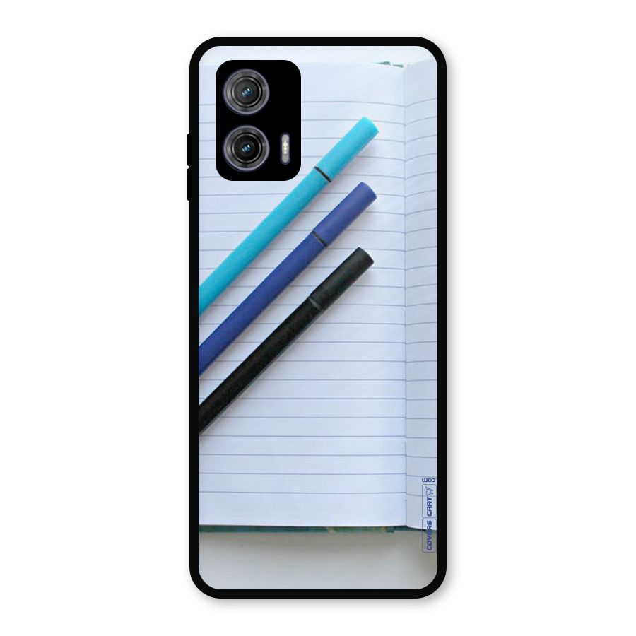 Notebook And Pens Metal Back Case for Moto G73