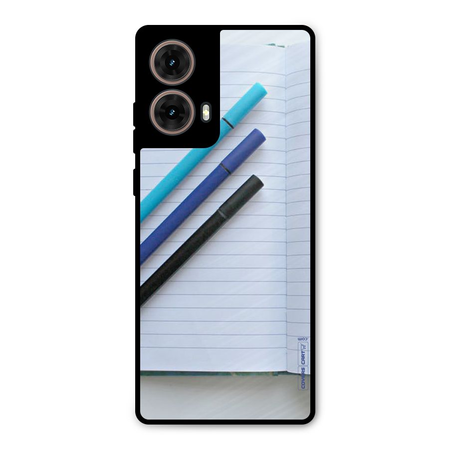 Notebook And Pens Metal Back Case for Moto G85