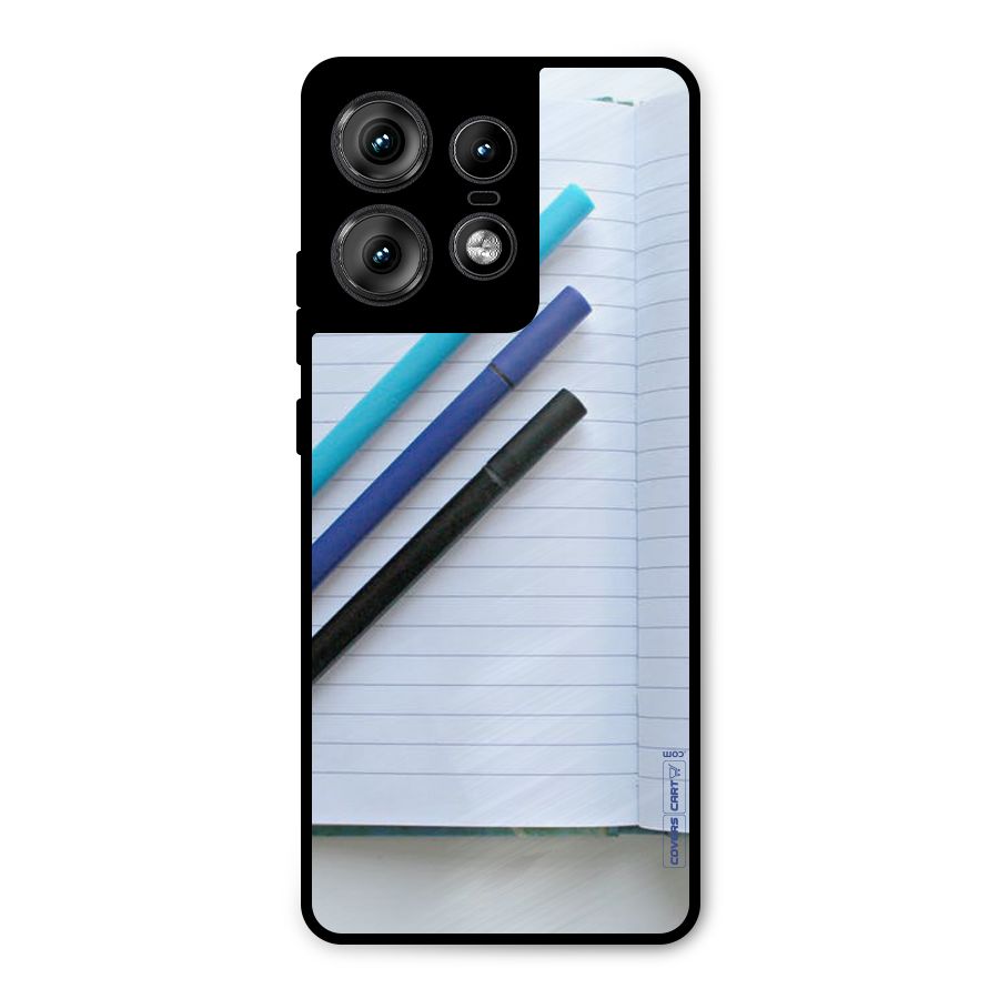 Notebook And Pens Metal Back Case for Motorola Edge 50 Pro