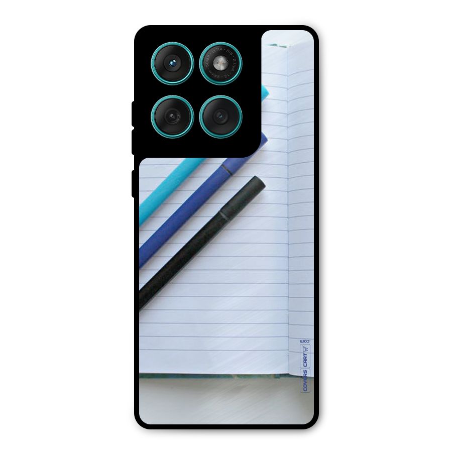 Notebook And Pens Metal Back Case for Motorola Edge 60 Fusion