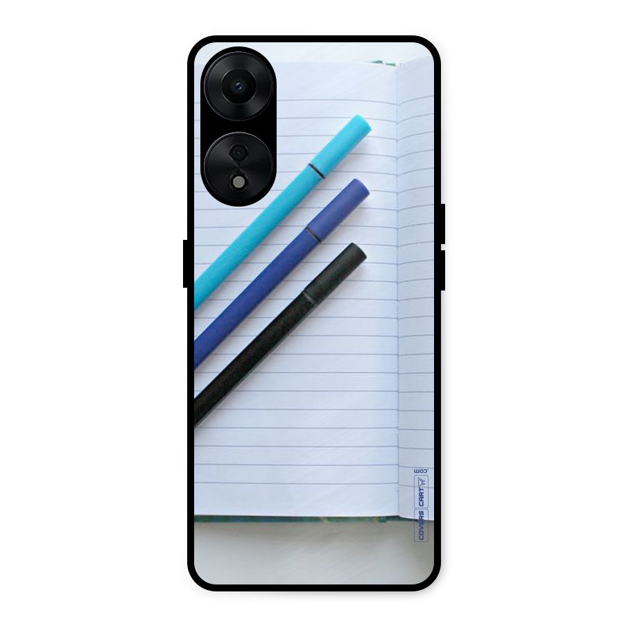 Notebook And Pens Metal Back Case for Oppo A78 5G
