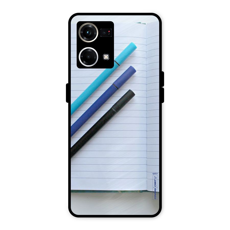 Notebook And Pens Metal Back Case for Oppo F21 Pro 4G
