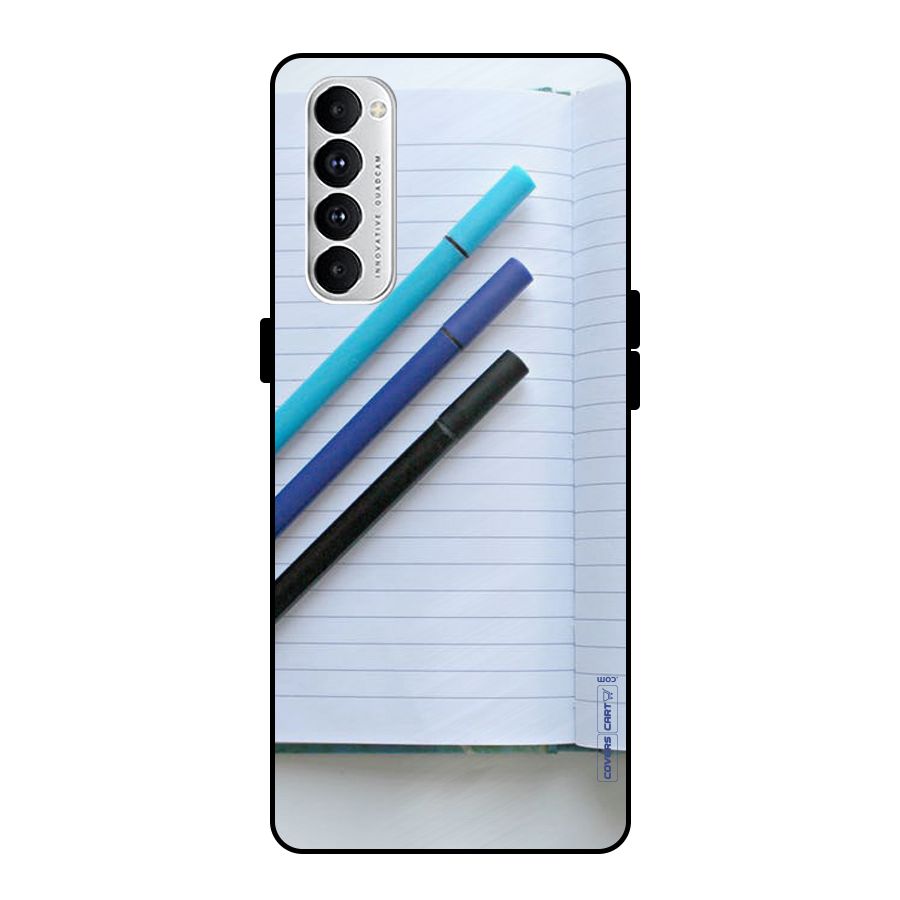 Notebook And Pens Metal Back Case for Oppo Reno4 Pro