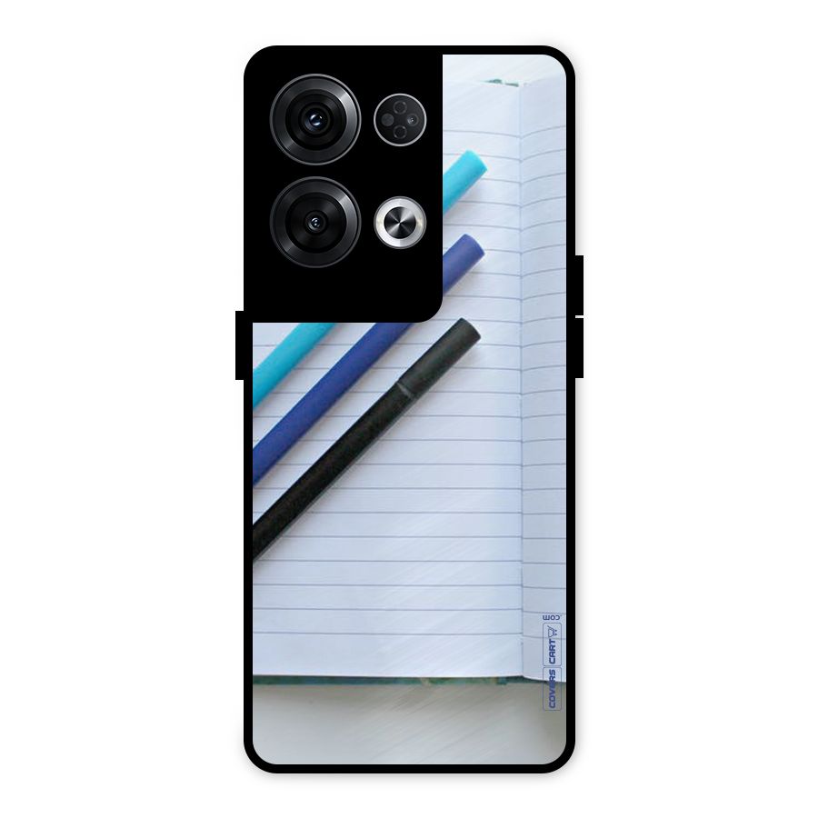 Notebook And Pens Metal Back Case for Oppo Reno8 Pro 5G