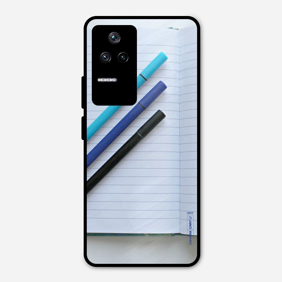 Notebook And Pens Metal Back Case for Poco F4 5G