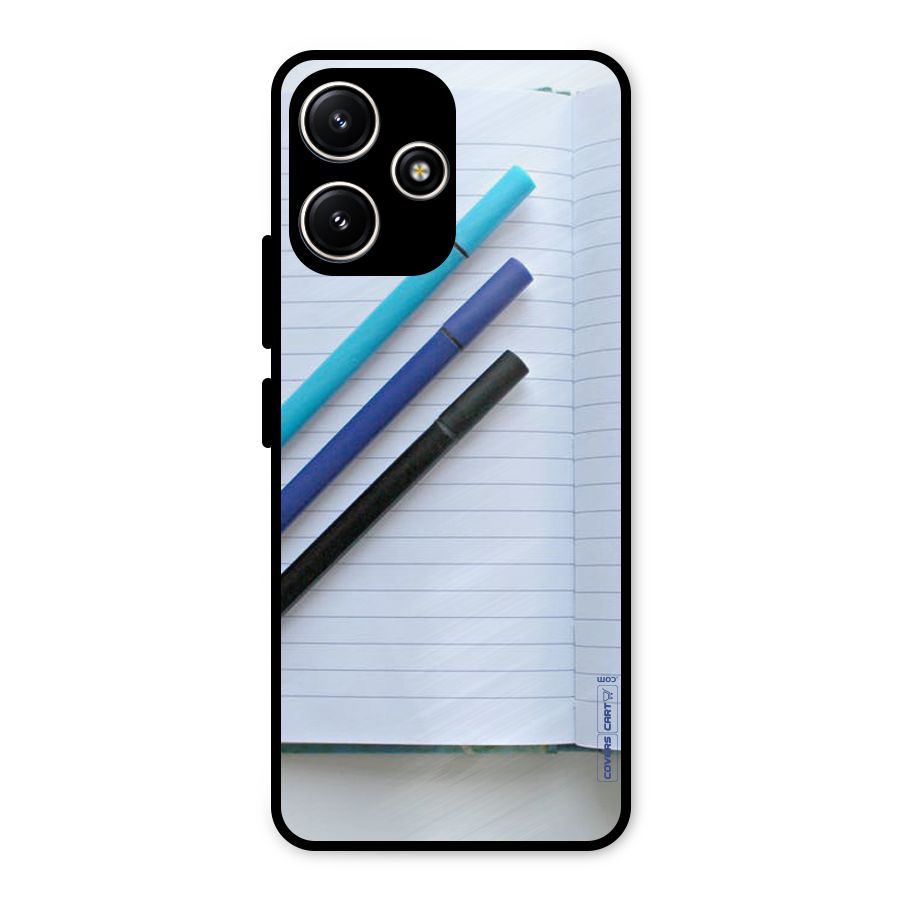 Notebook And Pens Metal Back Case for Poco M6 Pro