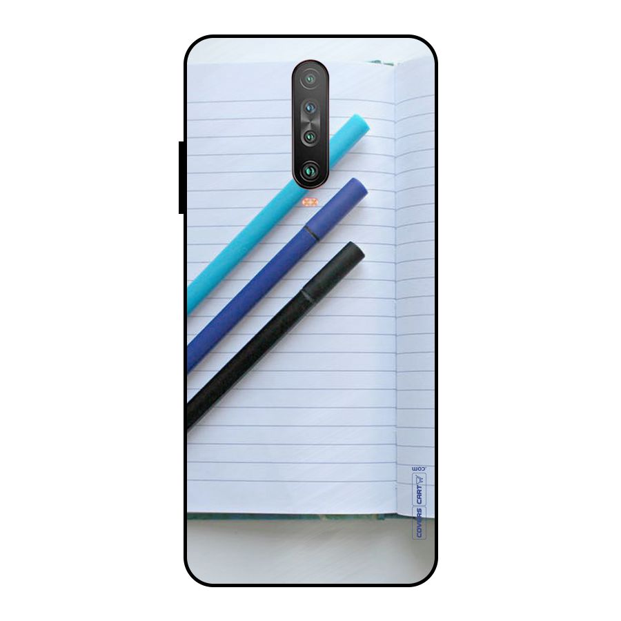 Notebook And Pens Metal Back Case for Poco X2