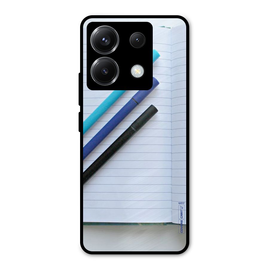 Notebook And Pens Metal Back Case for Poco X6