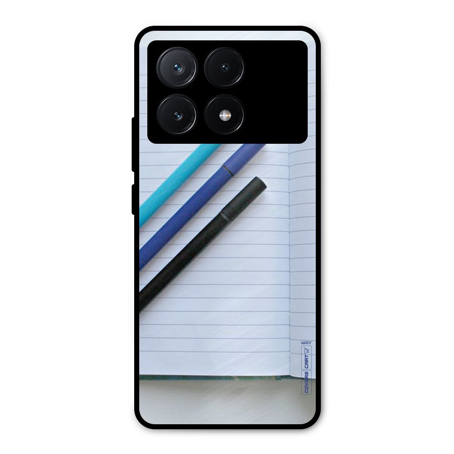 Notebook And Pens Metal Back Case for Poco X6 Pro