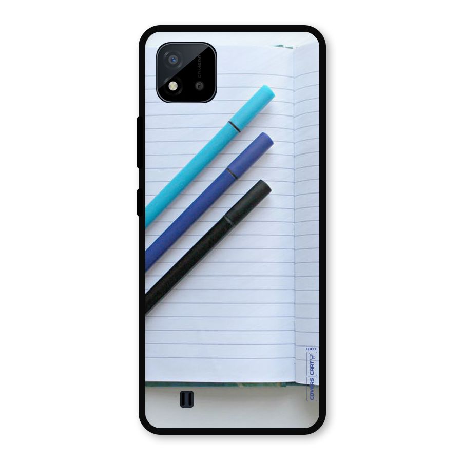 Notebook And Pens Metal Back Case for Realme C11 2021