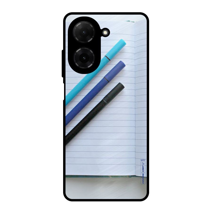 Notebook And Pens Metal Back Case for Redmi A5 4G