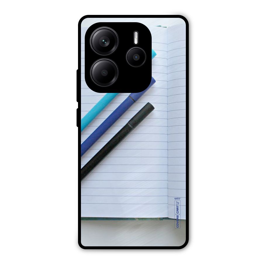 Notebook And Pens Metal Back Case for Redmi Note 14 5G