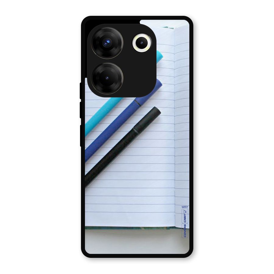 Notebook And Pens Metal Back Case for Tecno Camon 20