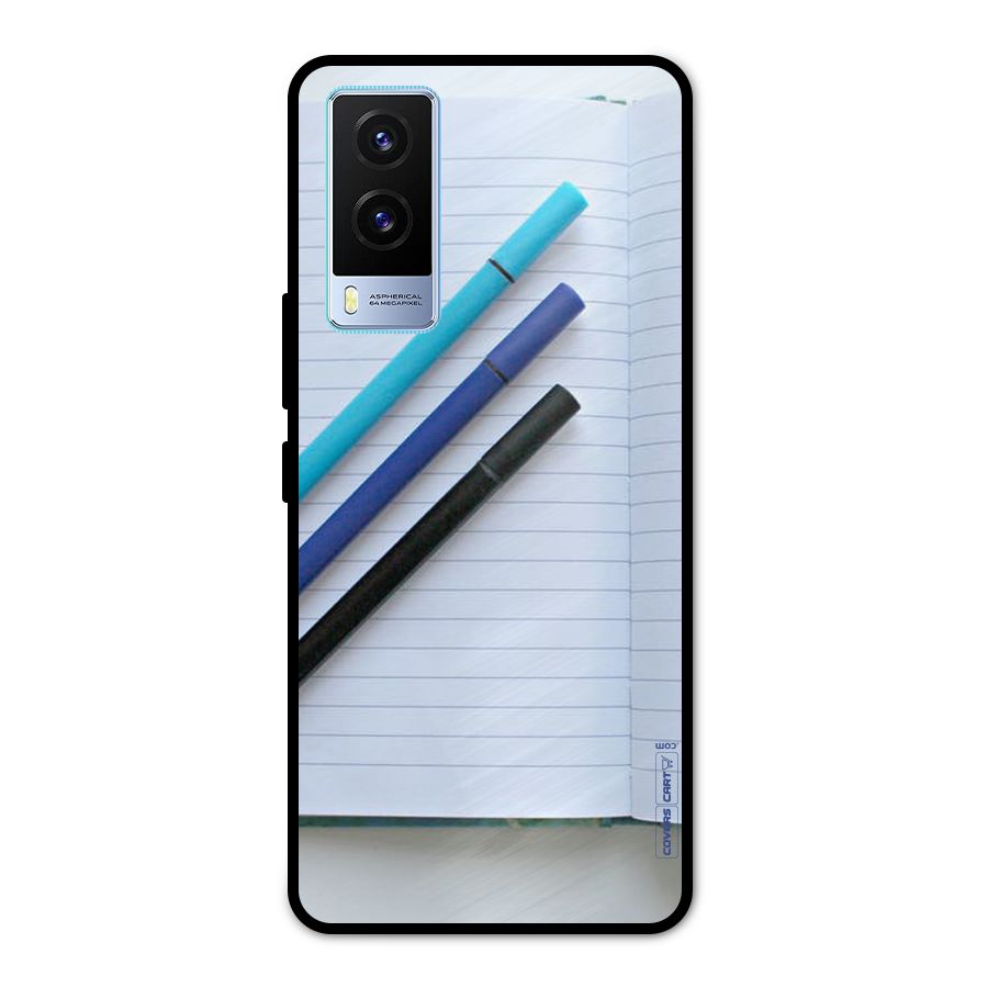 Notebook And Pens Metal Back Case for Vivo V21e 5G