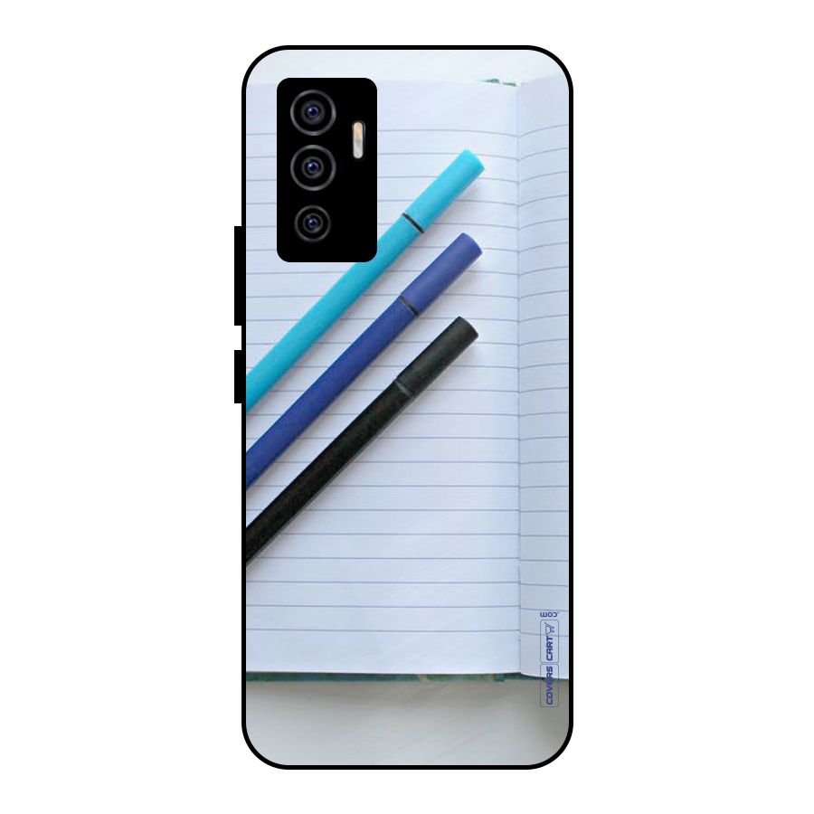 Notebook And Pens Metal Back Case for Vivo V23e