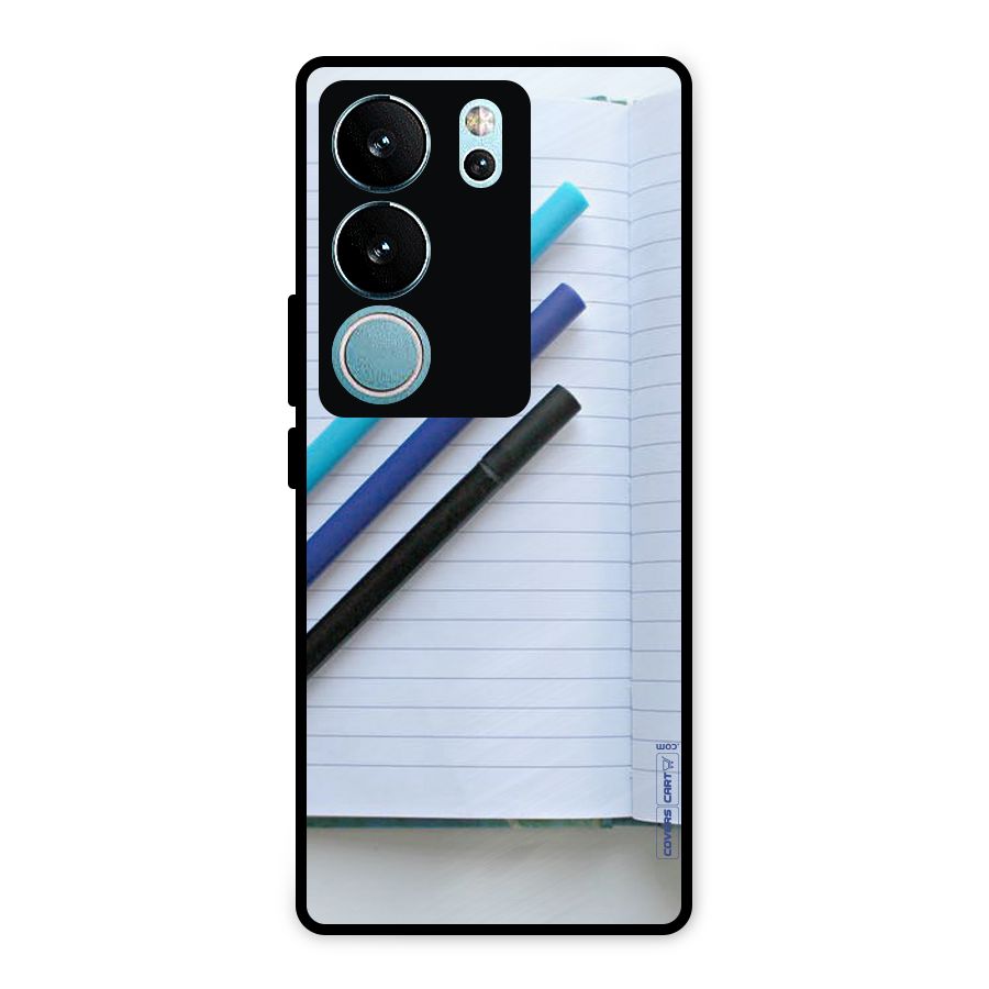 Notebook And Pens Metal Back Case for Vivo V29