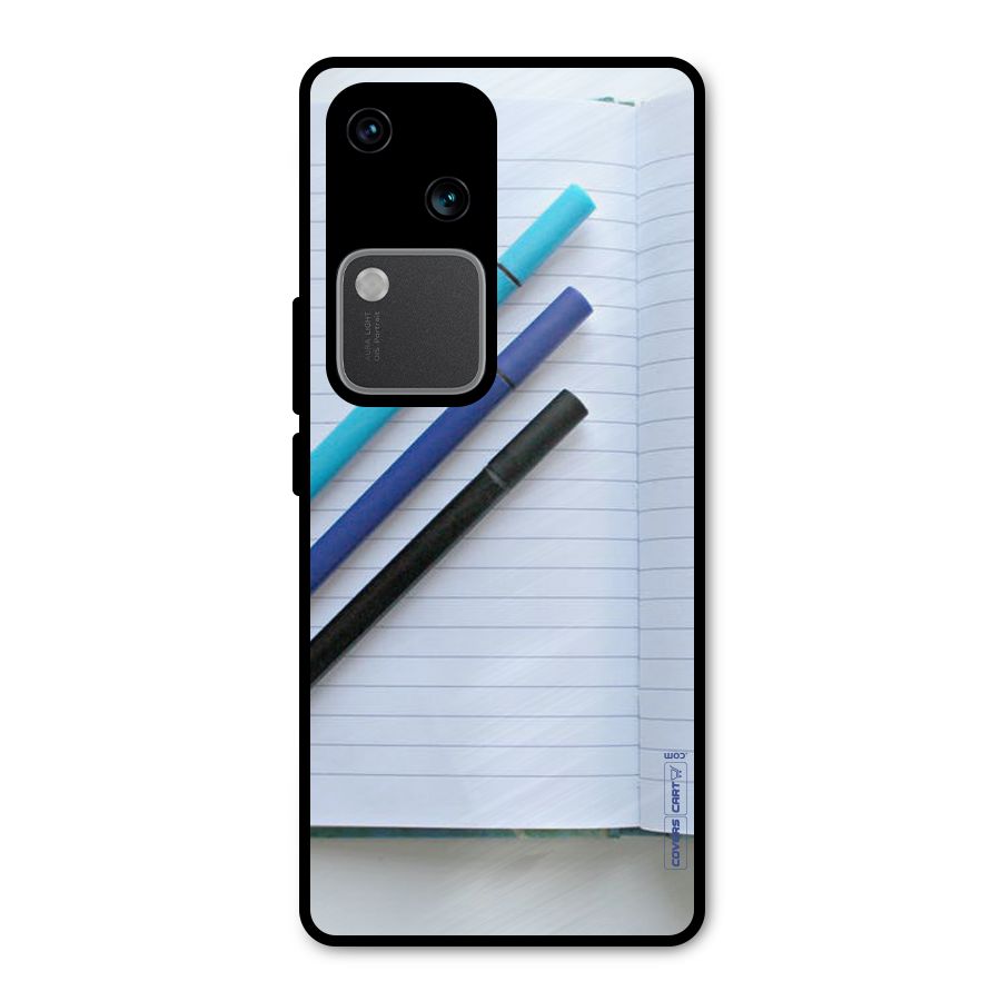 Notebook And Pens Metal Back Case for Vivo V30