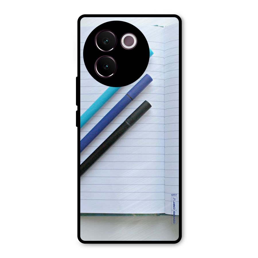 Notebook And Pens Metal Back Case for Vivo V30e