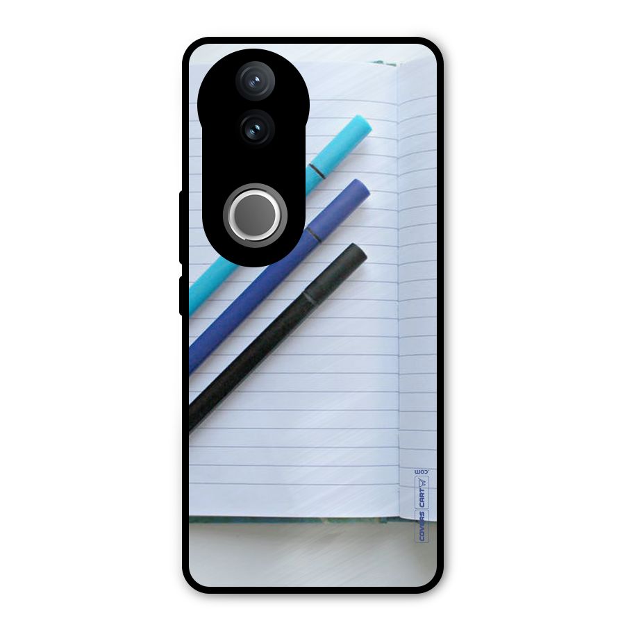 Notebook And Pens Metal Back Case for Vivo V50e