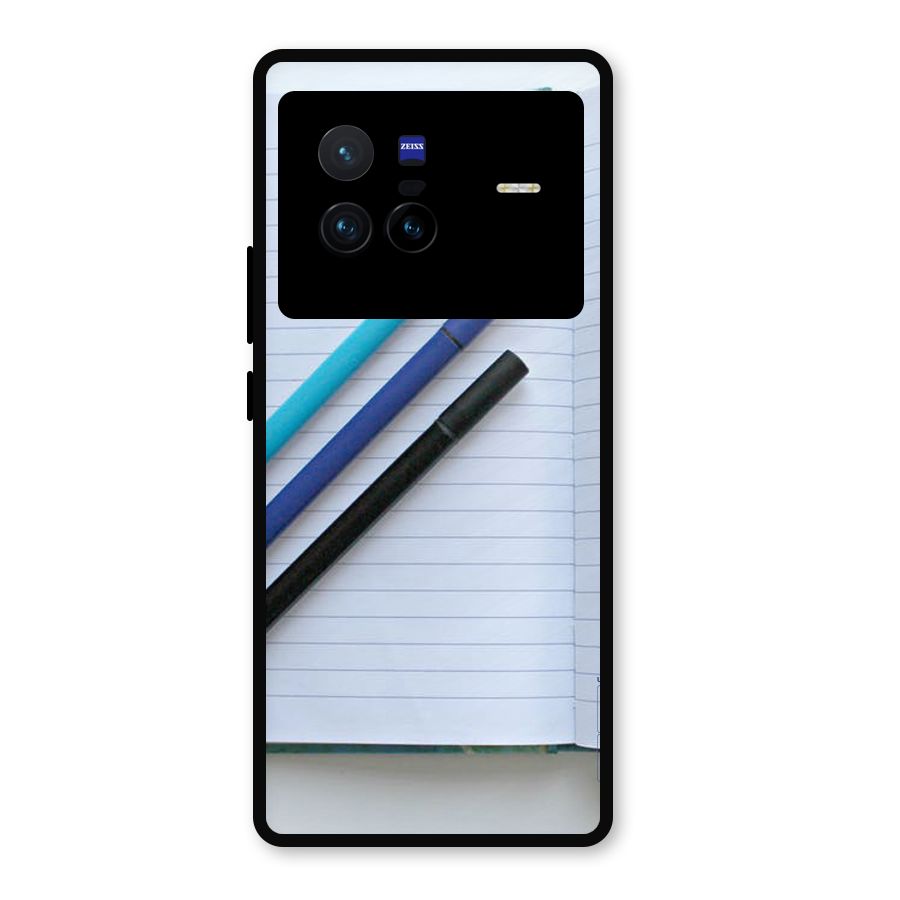 Notebook And Pens Metal Back Case for Vivo X80
