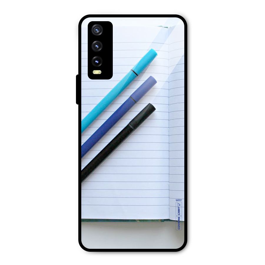 Notebook And Pens Metal Back Case for Vivo Y20 2021