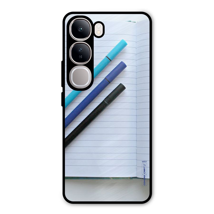 Notebook And Pens Metal Back Case for Vivo Y300