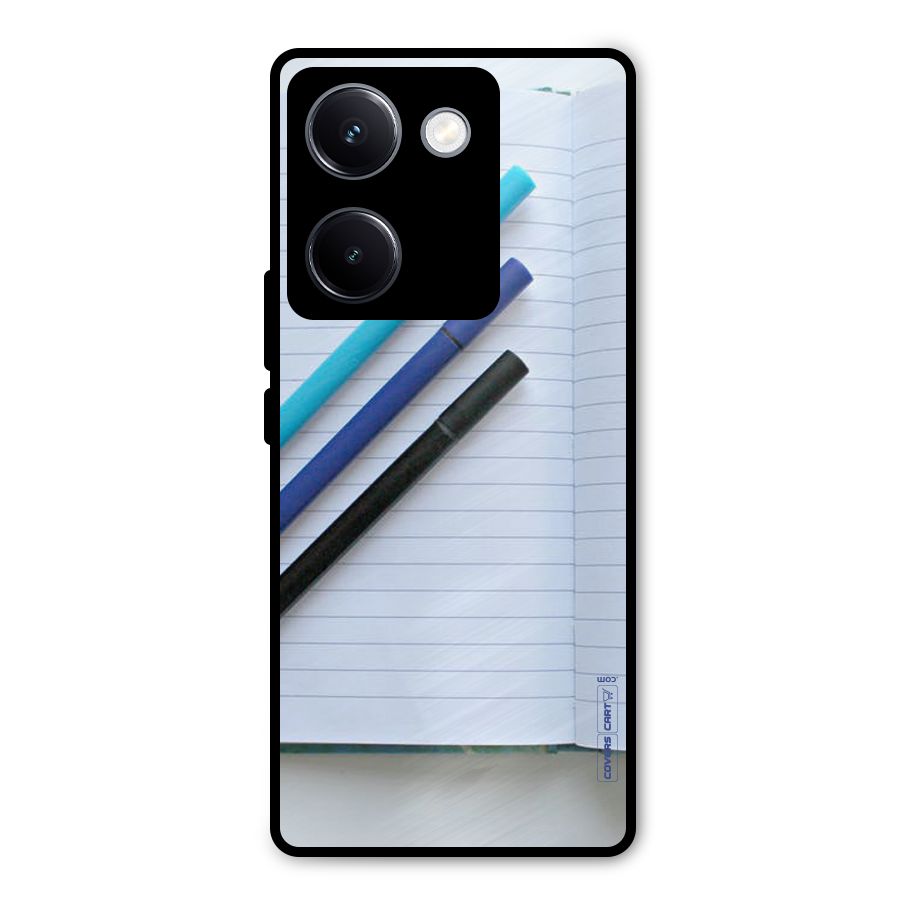 Notebook And Pens Metal Back Case for Vivo Y300 Plus