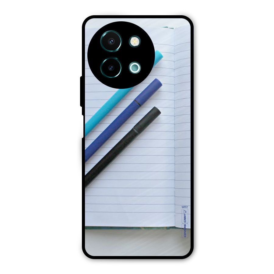 Notebook And Pens Metal Back Case for Vivo Y58