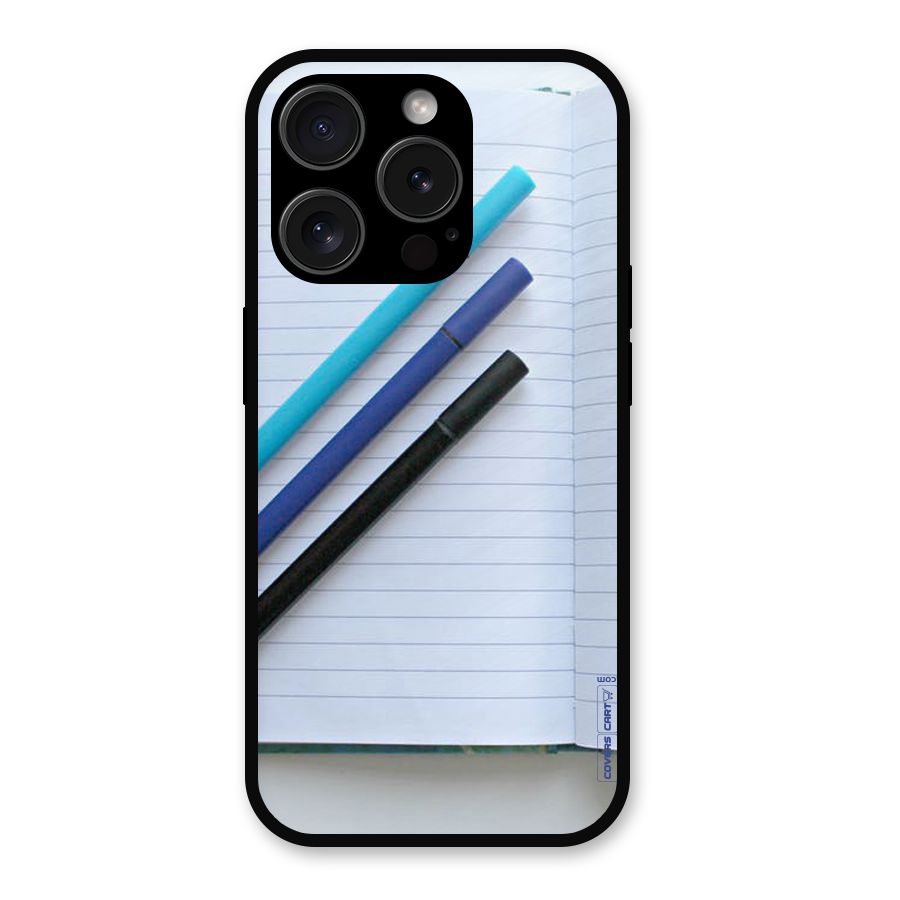 Notebook And Pens Metal Back Case for iPhone 15 Pro