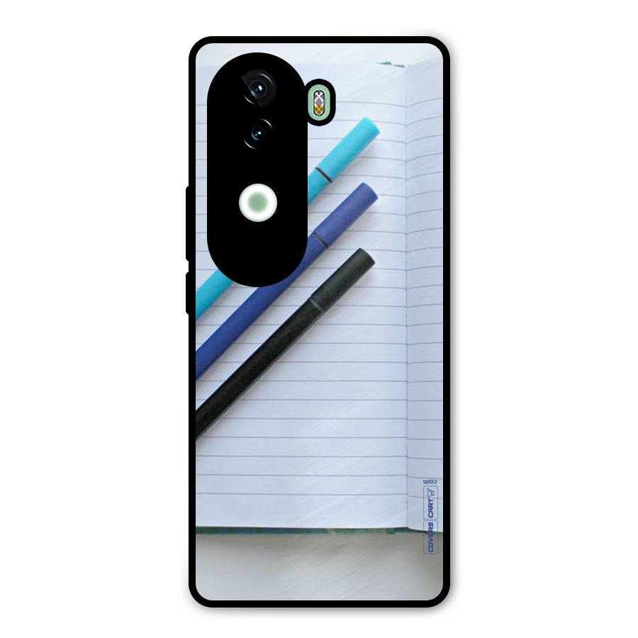 Notebook And Pens Metal Back Case for iQOO Z9s