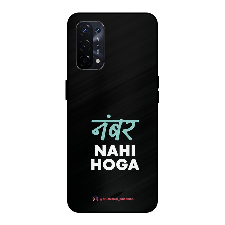 Number Nahi Hoga Black Metal Back Case for Oppo A74 5G