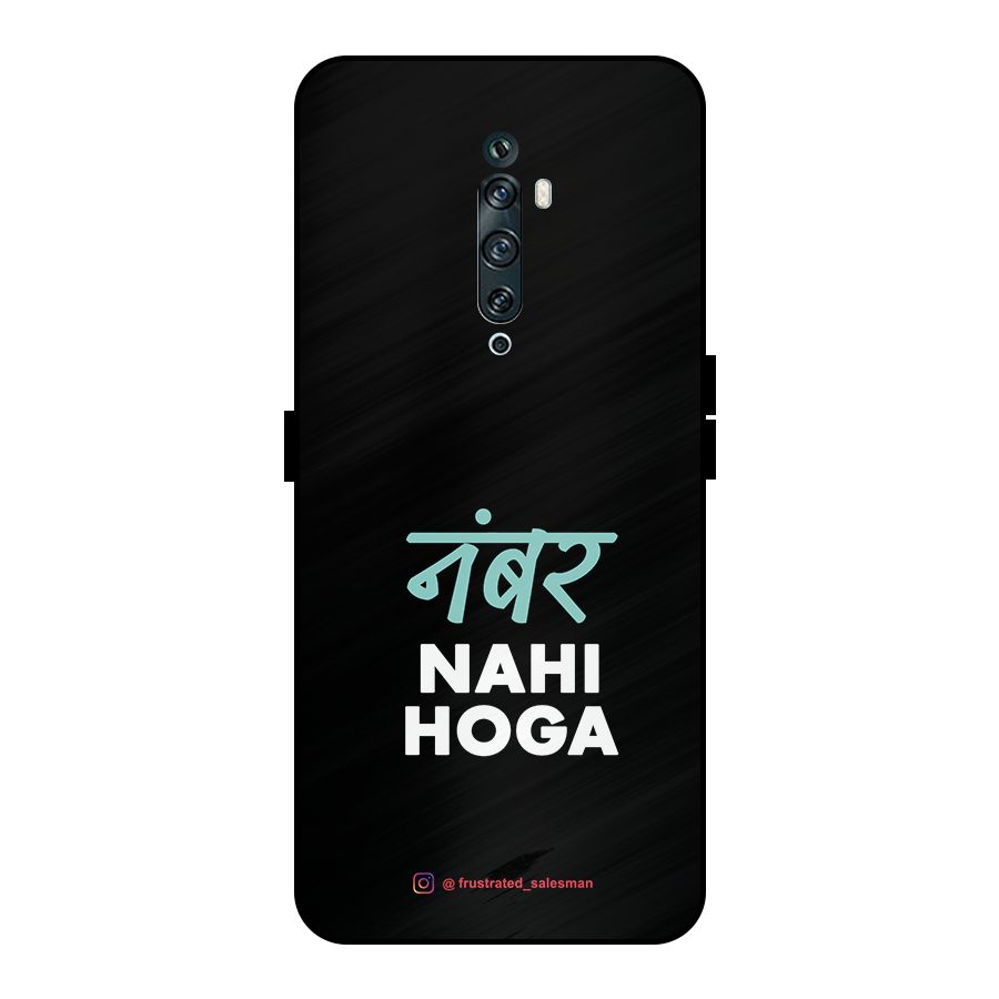 Number Nahi Hoga Black Metal Back Case for Oppo Reno2 F