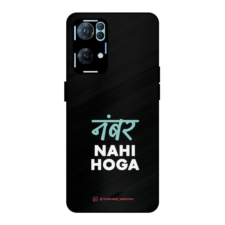 Number Nahi Hoga Black Metal Back Case for Oppo Reno7 Pro 5G