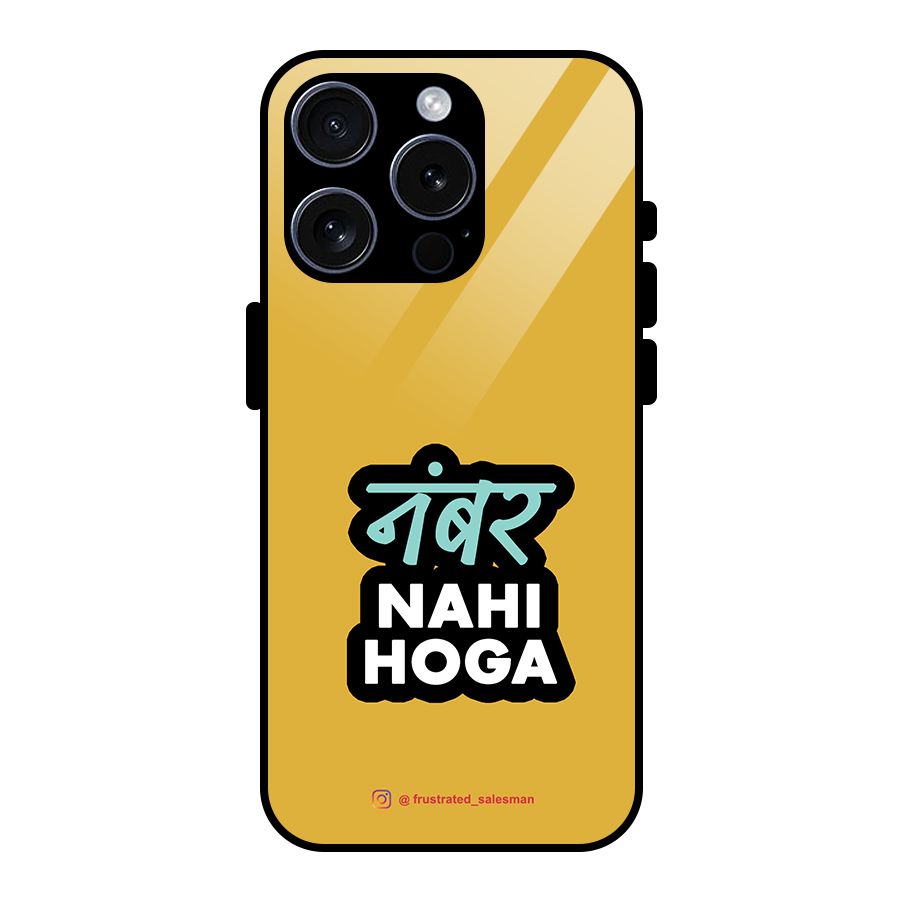 Number Nahi Hoga Mustard Yellow Glass Back Case for iPhone 15 Pro