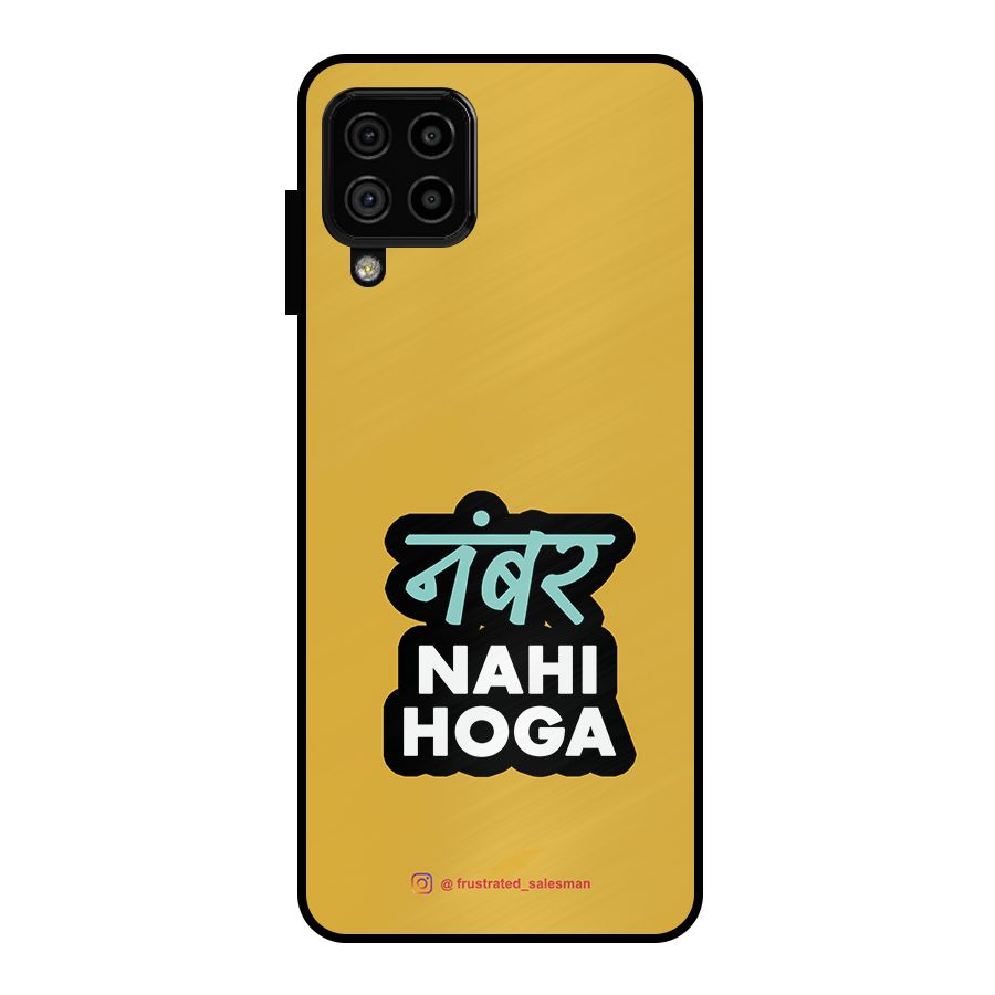 Number Nahi Hoga Mustard Yellow Metal Back Case for Galaxy A22 4G