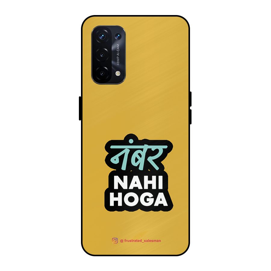 Number Nahi Hoga Mustard Yellow Metal Back Case for Oppo A74 5G