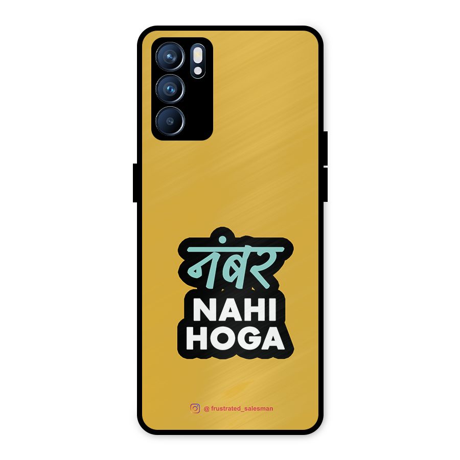 Number Nahi Hoga Mustard Yellow Metal Back Case for Oppo Reno6 5G