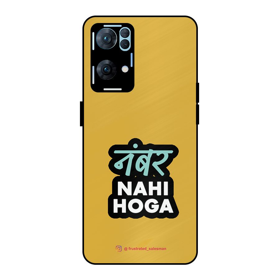 Number Nahi Hoga Mustard Yellow Metal Back Case for Oppo Reno7 Pro 5G