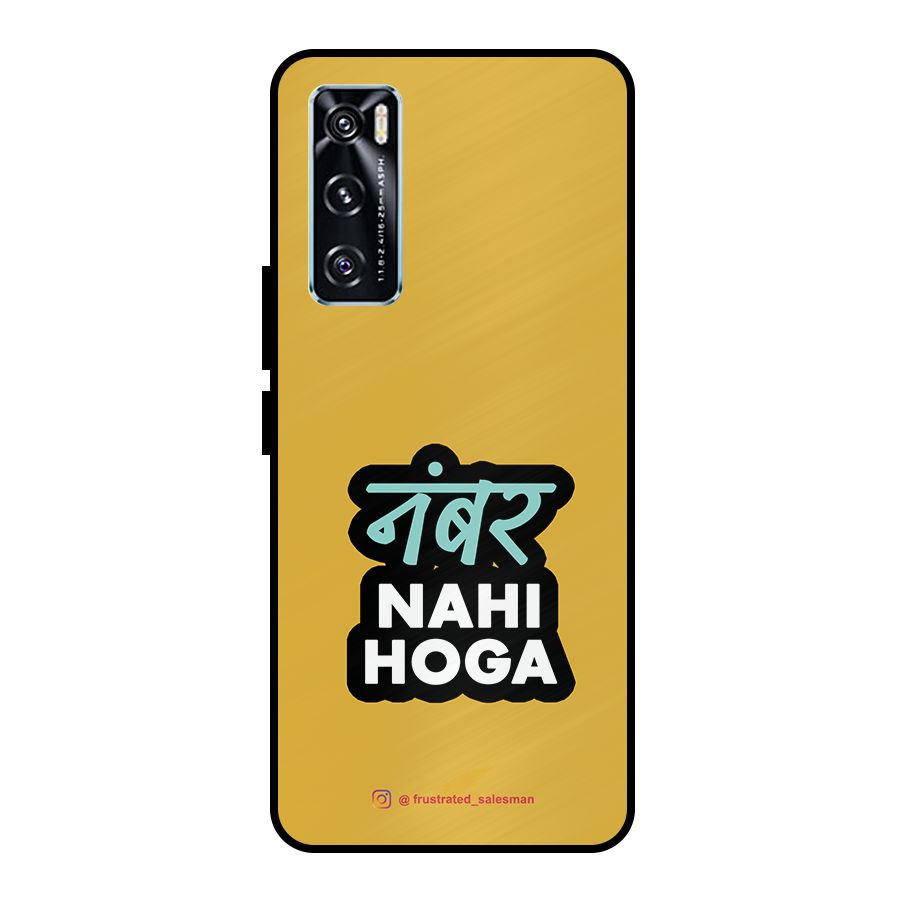 Number Nahi Hoga Mustard Yellow Metal Back Case for Vivo V20 SE