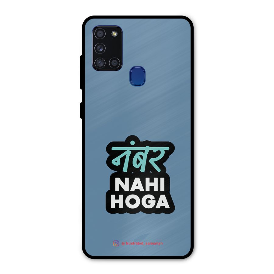 Number Nahi Hoga SteelBlue Metal Back Case for Galaxy A21s