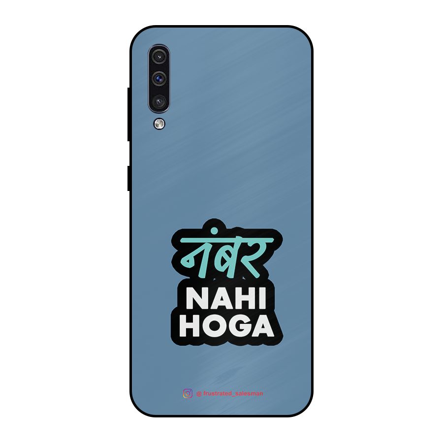 Number Nahi Hoga SteelBlue Metal Back Case for Galaxy A50s