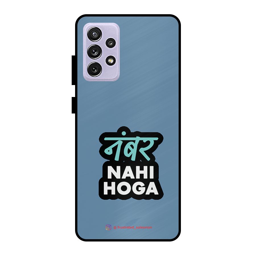 Number Nahi Hoga SteelBlue Metal Back Case for Galaxy A72