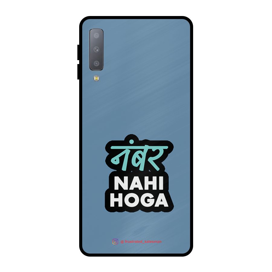 Number Nahi Hoga SteelBlue Metal Back Case for Galaxy A7 (2018)