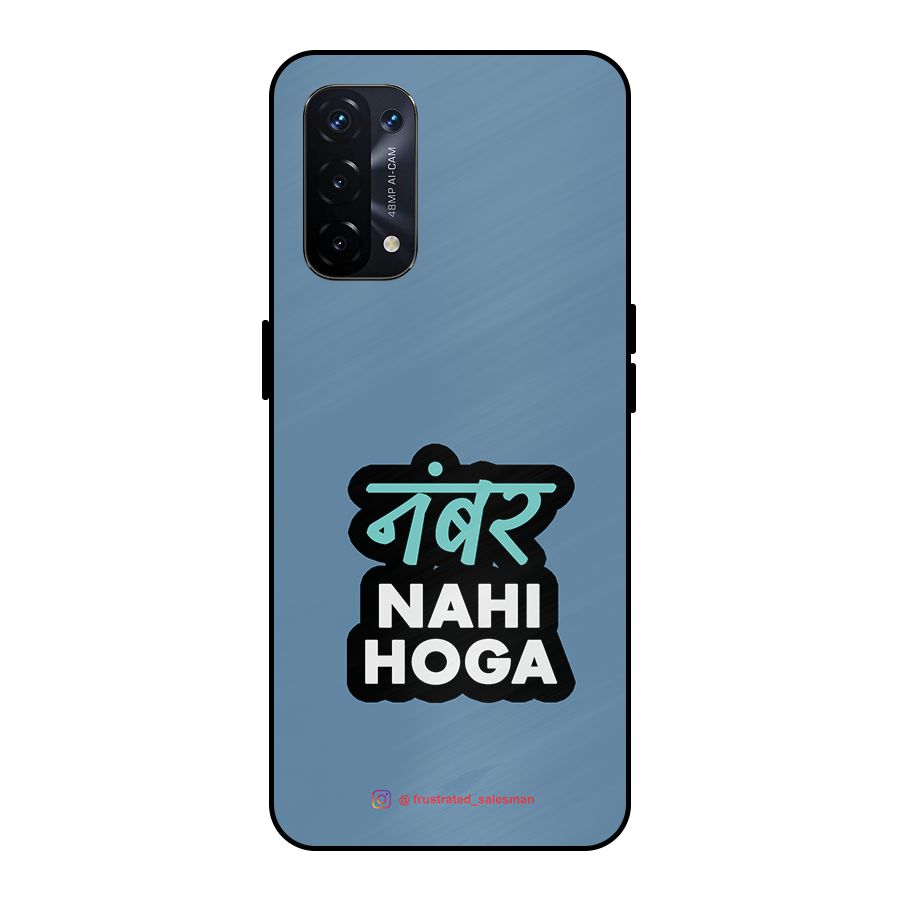Number Nahi Hoga SteelBlue Metal Back Case for Oppo A74 5G