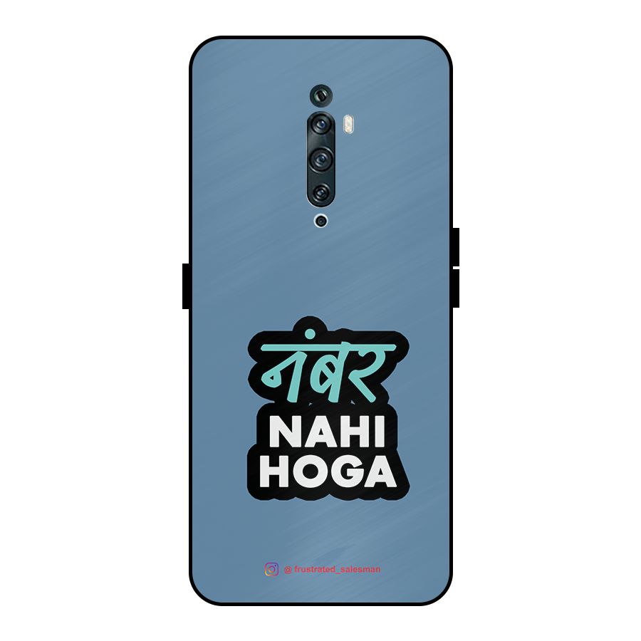 Number Nahi Hoga SteelBlue Metal Back Case for Oppo Reno2 Z