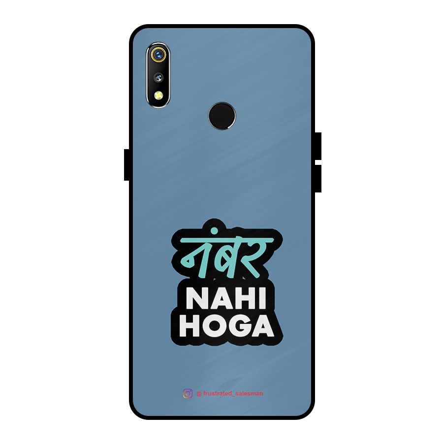 Number Nahi Hoga SteelBlue Metal Back Case for Realme 3i