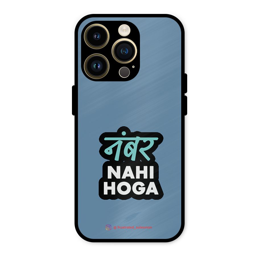 Number Nahi Hoga SteelBlue Metal Back Case for iPhone 14 Pro