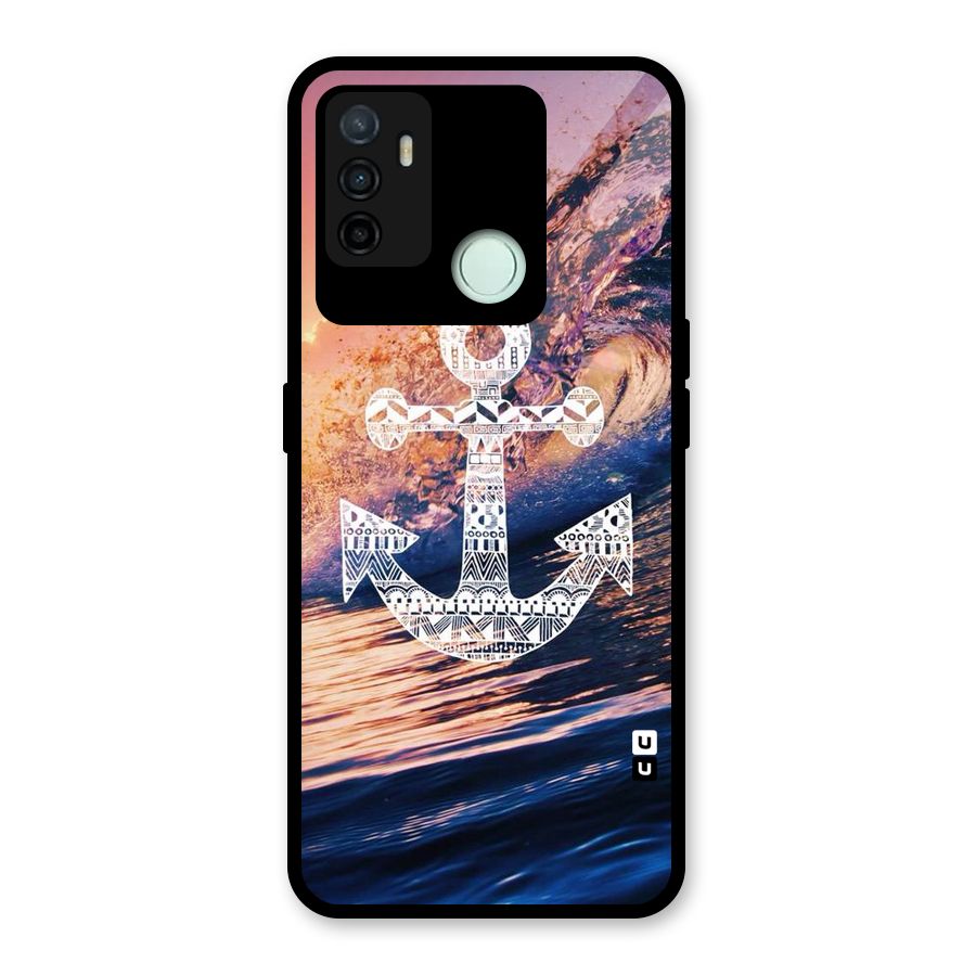 Ocean Anchor Wave Glass Back Case for Oppo A53